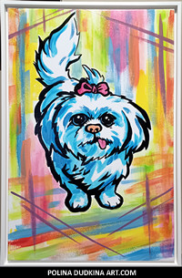 Polina Dudkina original commissioned painting of my Client's dog named Penelope